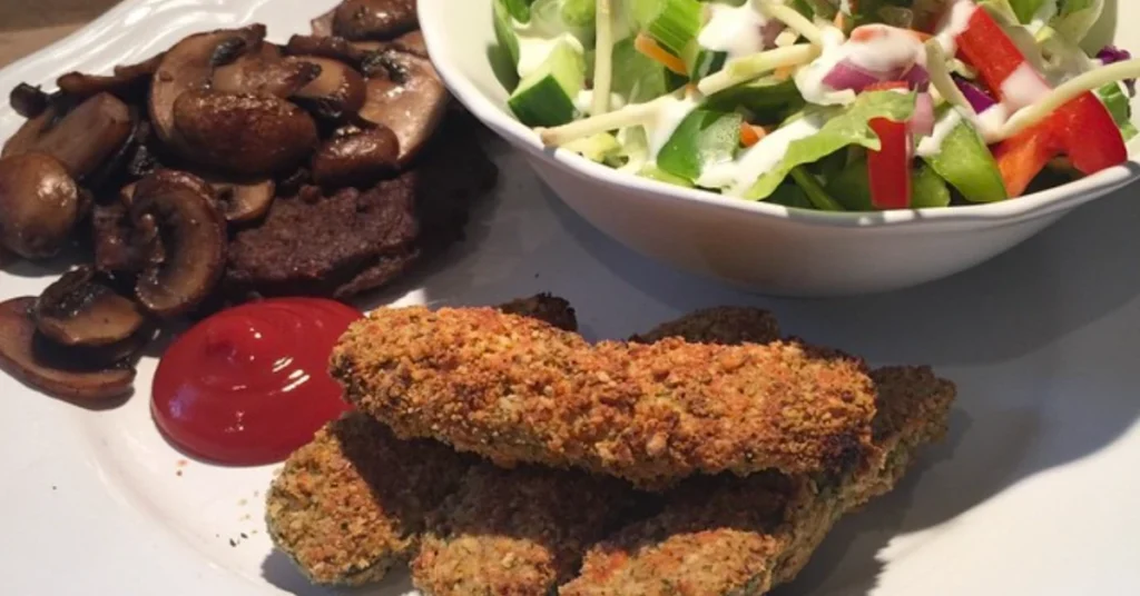 Low Carb Fried Pickles with Salad