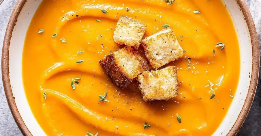 Butternut Squash Soup with Low Carb Croutons
