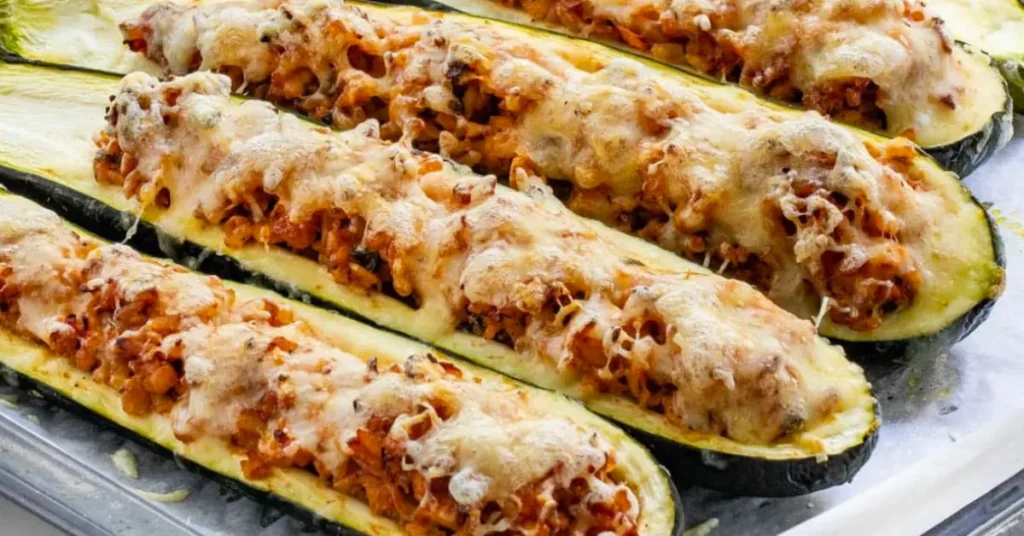 Low Carb Zucchini Chicken Boats