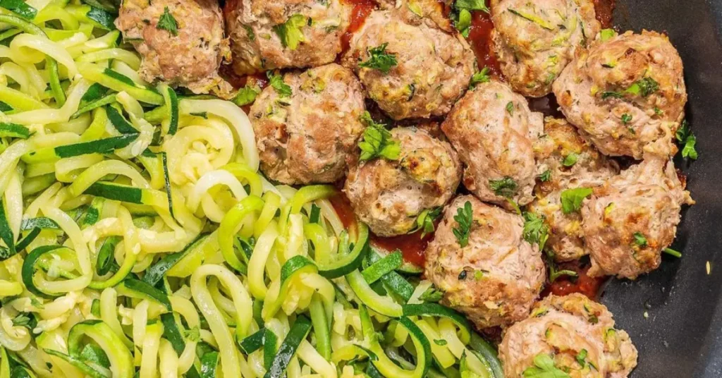 Low Carb Turkey Meatballs with Zoodles