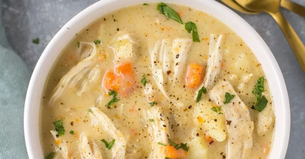 Serving Low Carb Chicken Pot Pie Soup