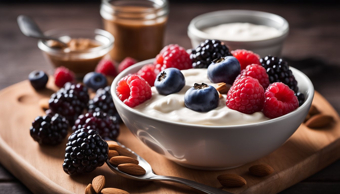 bowl of mixed berries with low carb fruit dip