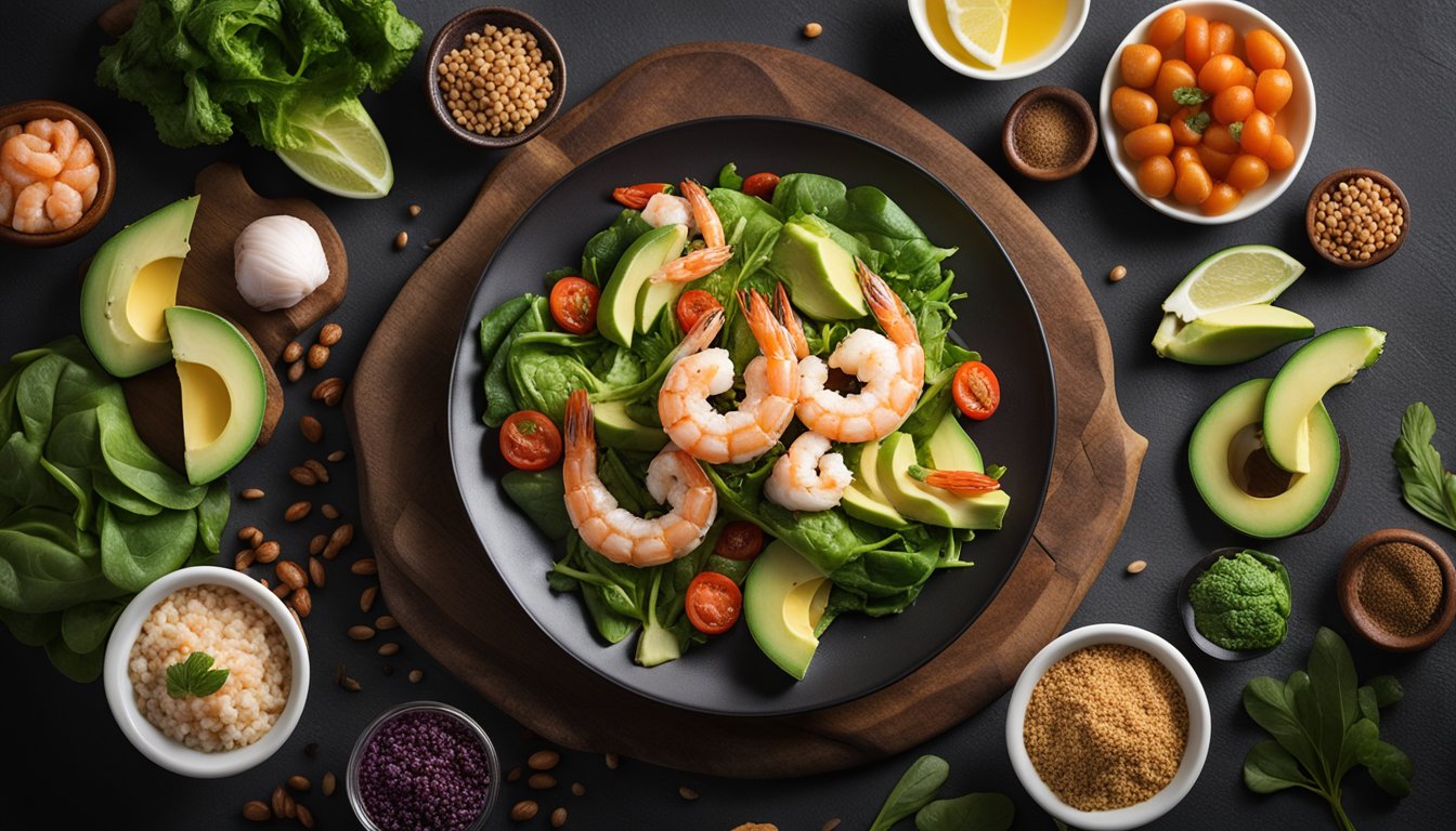 A plate of shrimp surrounded by keto-friendly ingredients