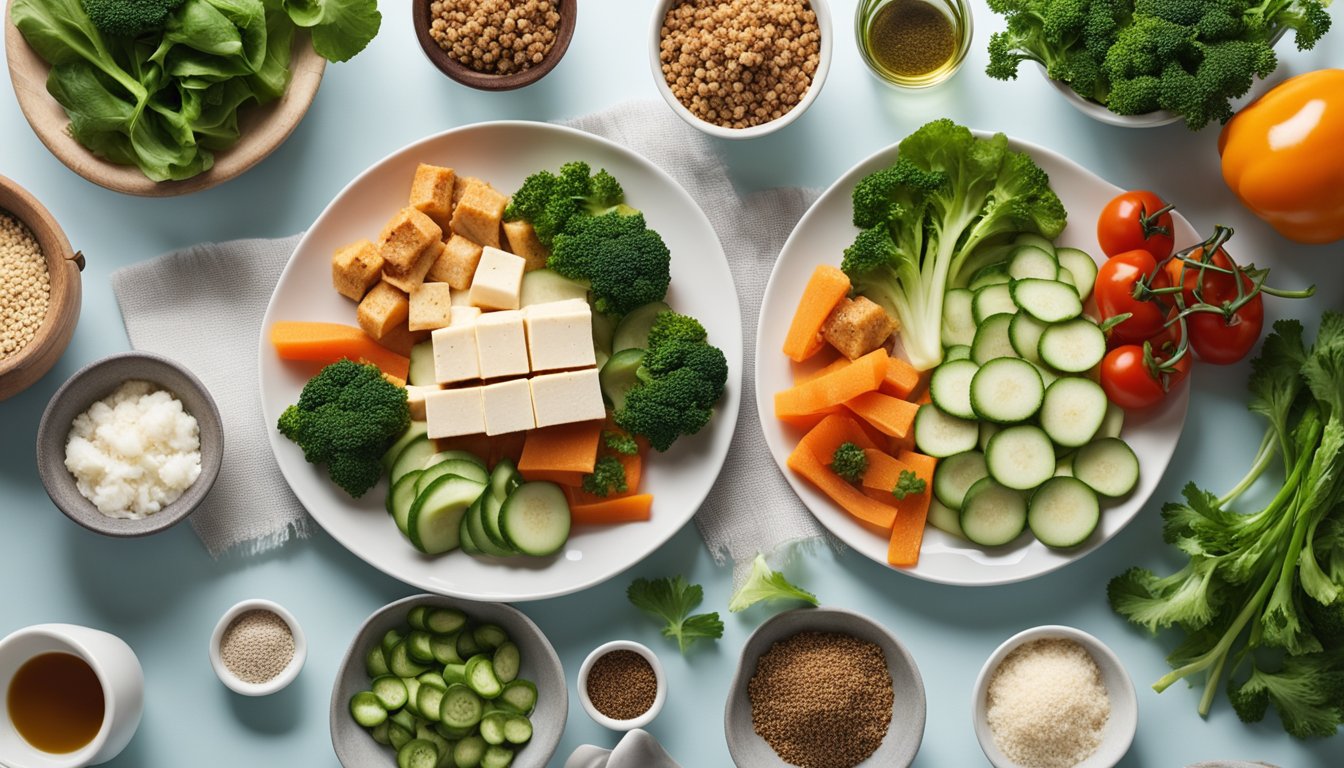 A plate of tofu with keto-friendly vegetables 