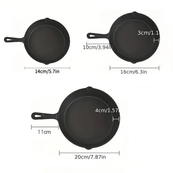 1PCS Small Frying Pan Cast Iron Uncoated Black Suitable For Fried Food Cooking And Stir Frying 5