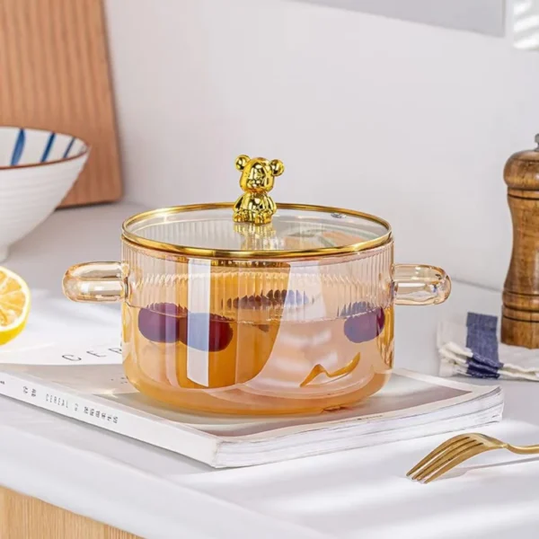 Glass Saucepan Clear Cooking Pot Soup Pot Heating Dual Handles Glass Saucepan With Cover Kitchen Cooking