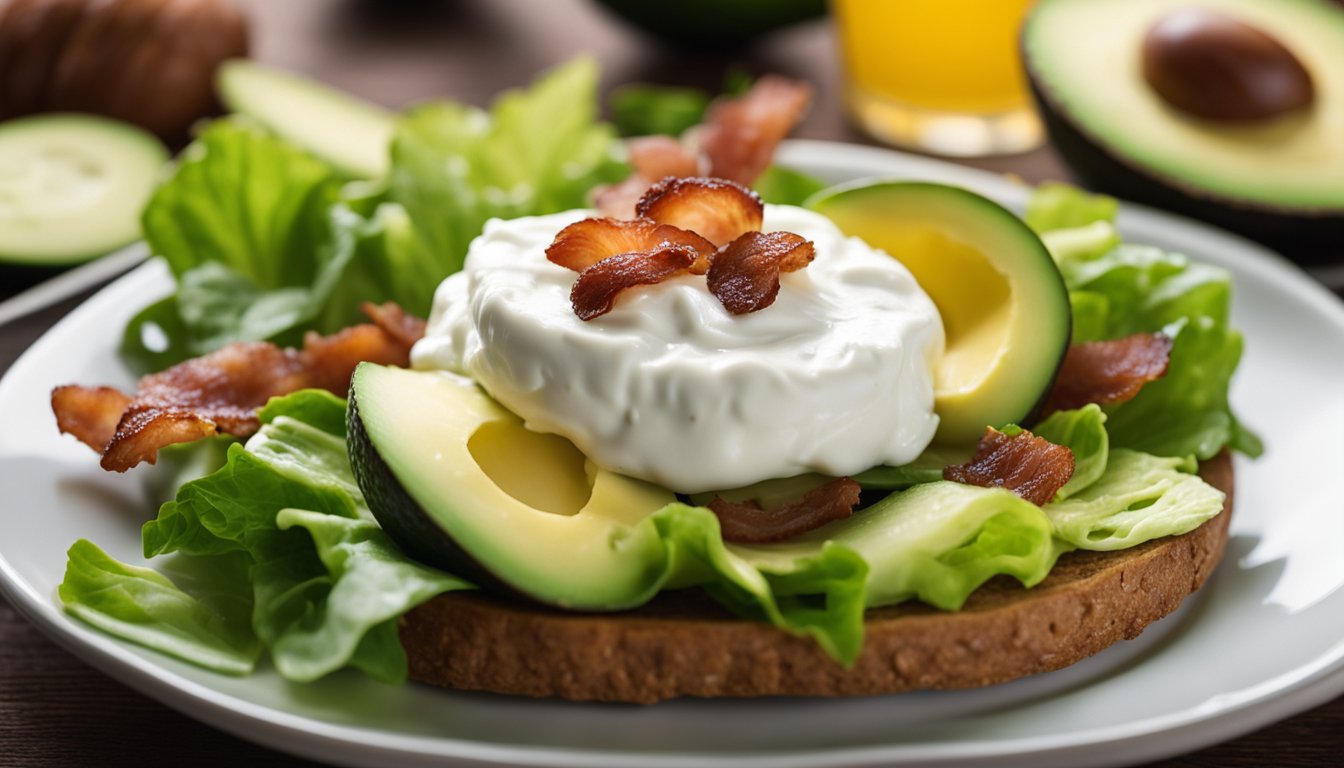 A dollop of sour cream sits atop a pile of keto-friendly foods