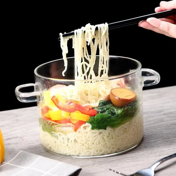 kf Sde12e680003942eeb574ab13c02672c5X Transparent Glass Saucepan with Cover Dual Handles Stovetop Pot for Pasta Noodle Soup Milk Baby Food