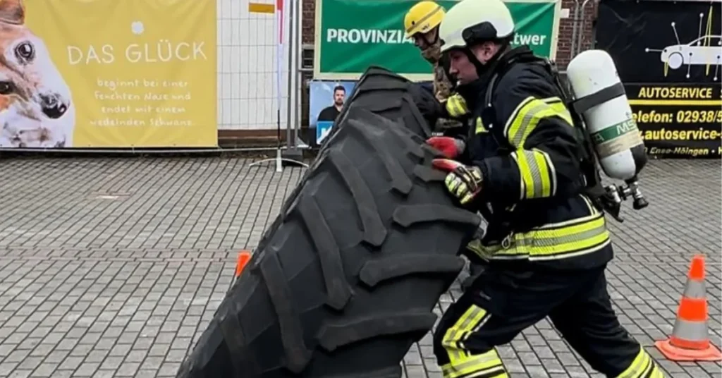 firefighter workout push tire